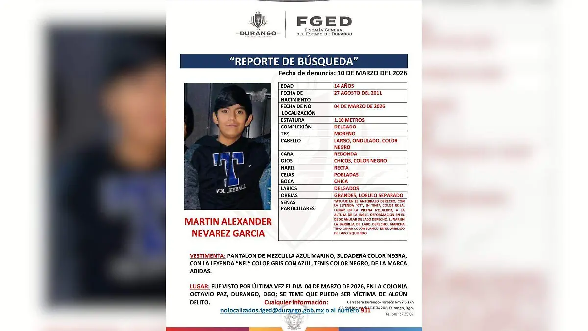 Ficha de búsqueda Martín Alexander Nevárez García