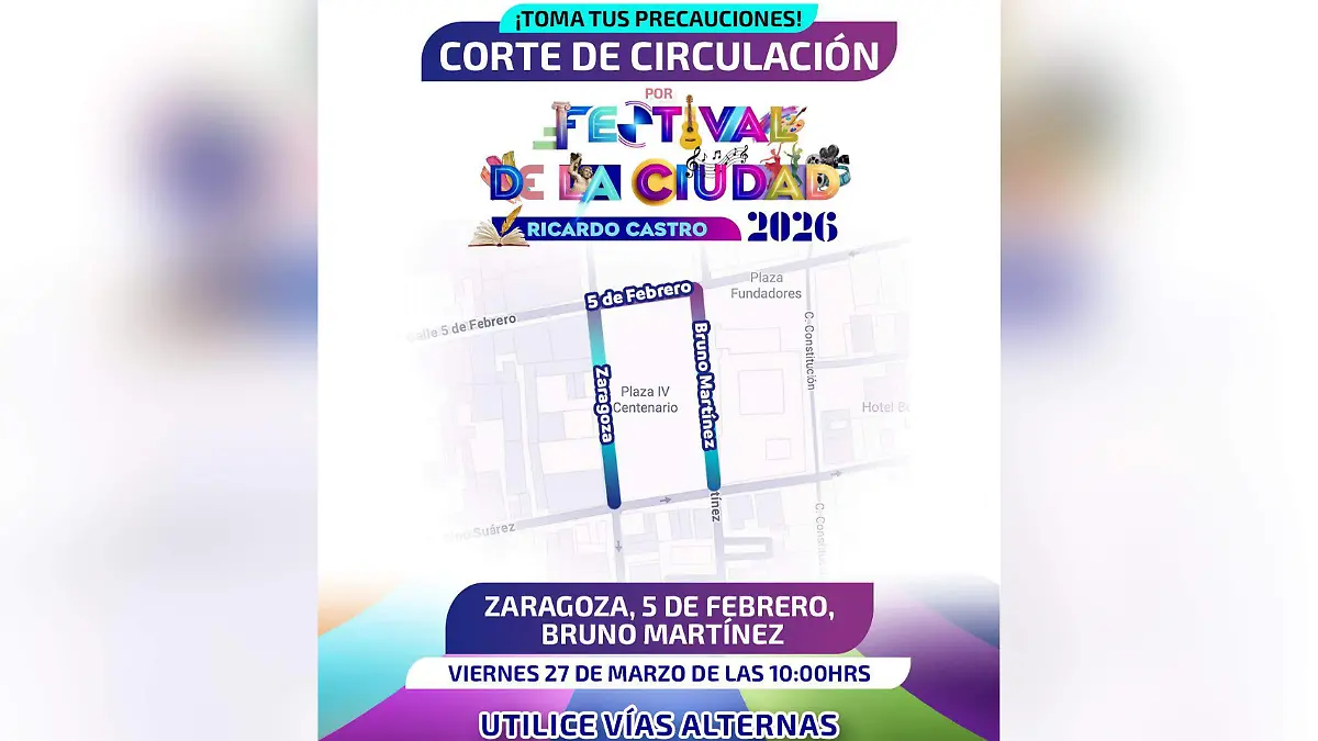 Anuncian cierre de calles en el Centro Histórico de Durango este viernes 
