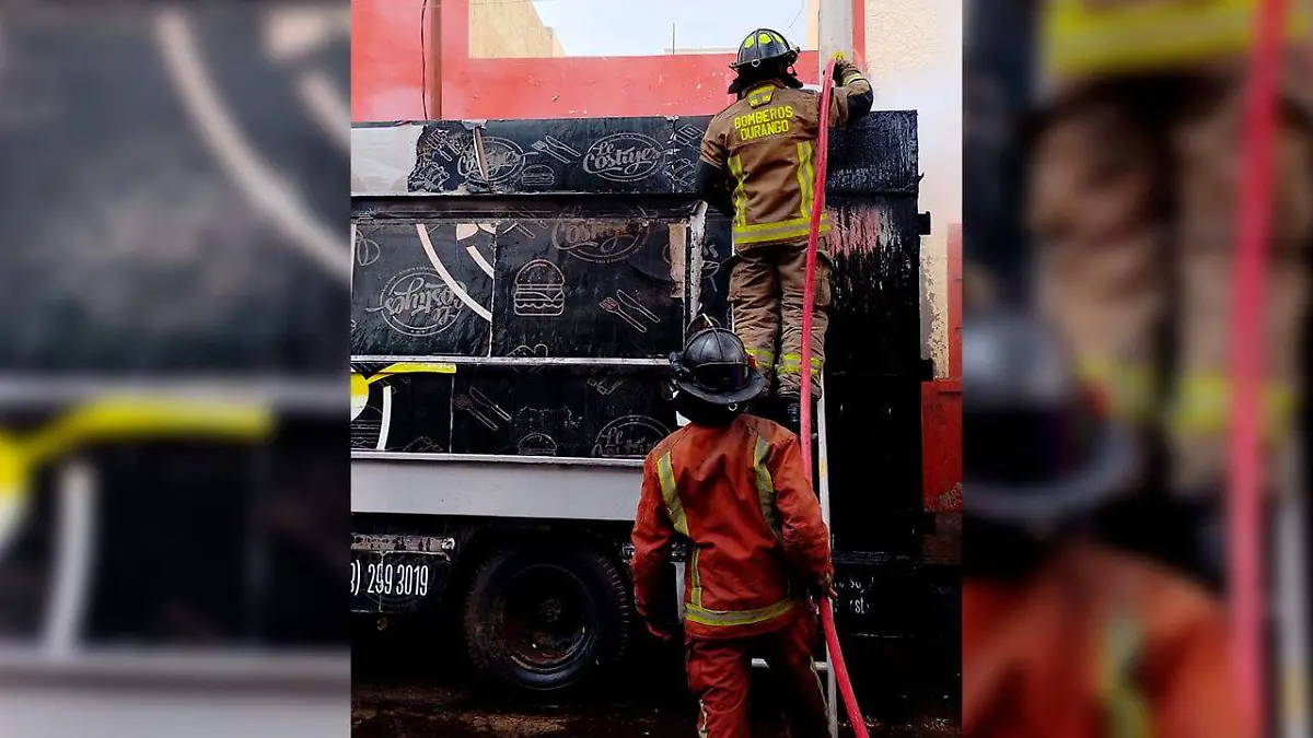 Controlan incendio en camión de comida en la zona centro de Durango