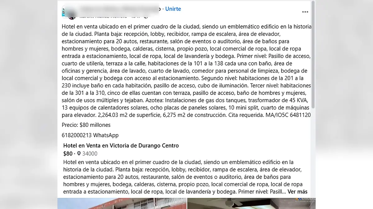 Venden hotel del Centro Histórico de Durango en 80 millones de pesos