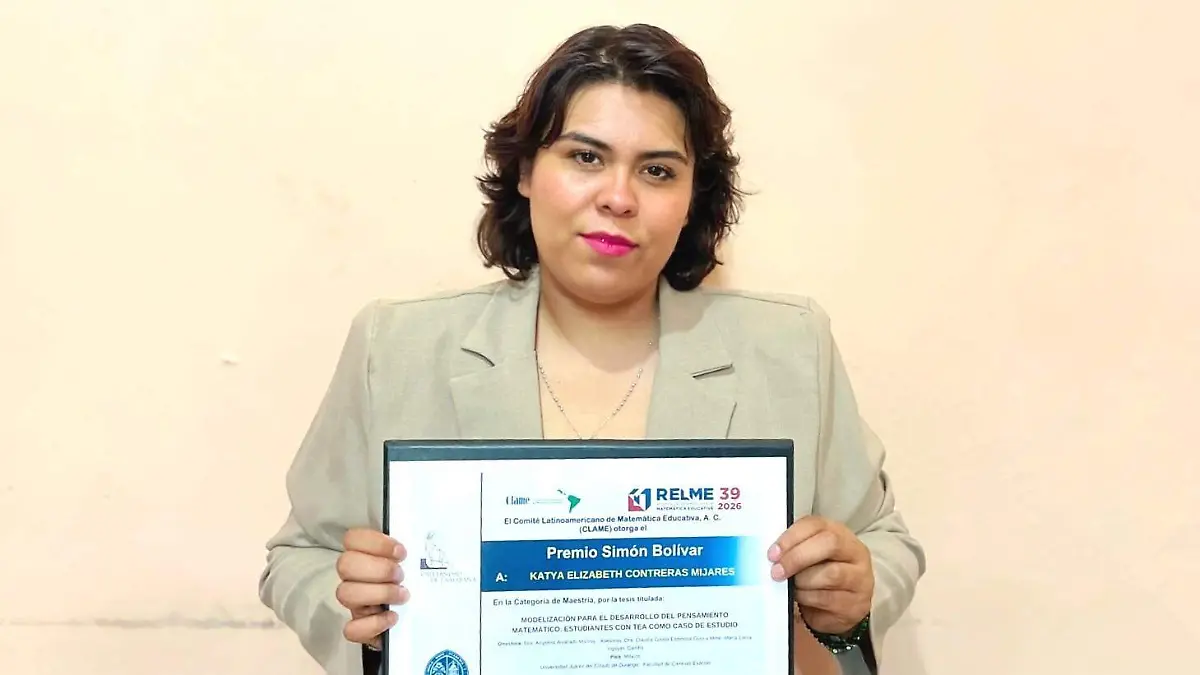 Egresada de la Facultad de Ciencias Exactas de la UJED recibe el Premio Simón Bolívar a la mejor tesis de maestría