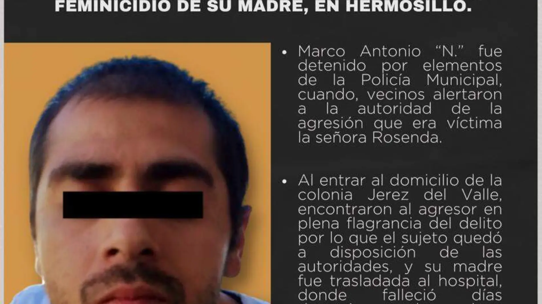 Marco asesinó a su propia madre en Hermosillo