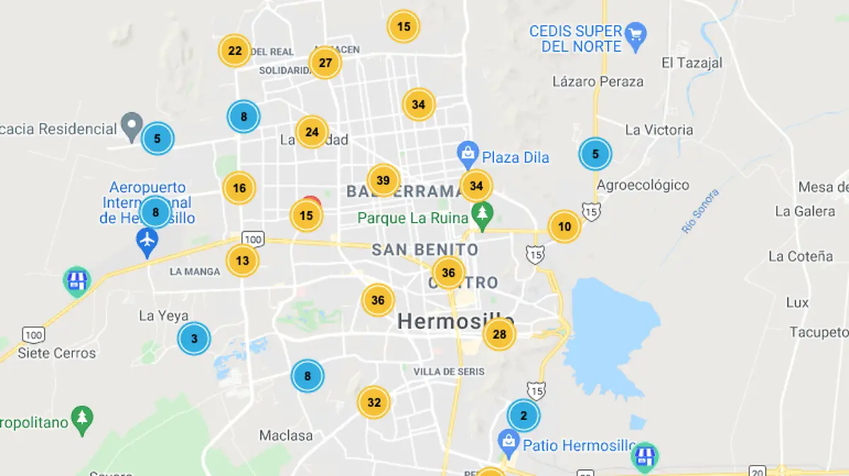 Mapa interactivo de las colonias más inseguras de Hermosillo