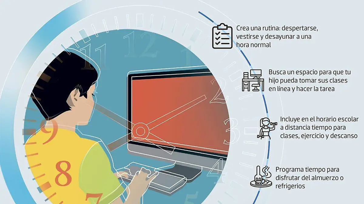 infografía educación clases en línea escuela niño estudiantes