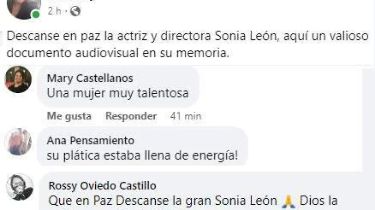 Mensajes por muerte de Sonia León
