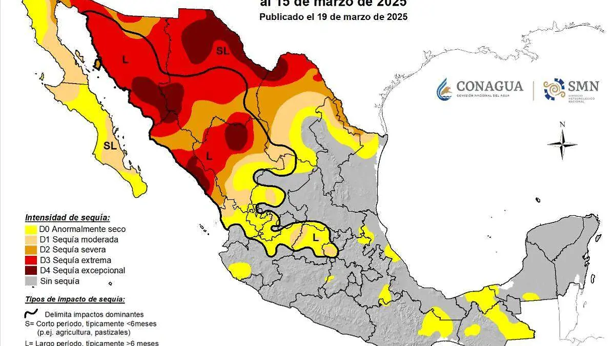 Mapa de sequía en Sonora 