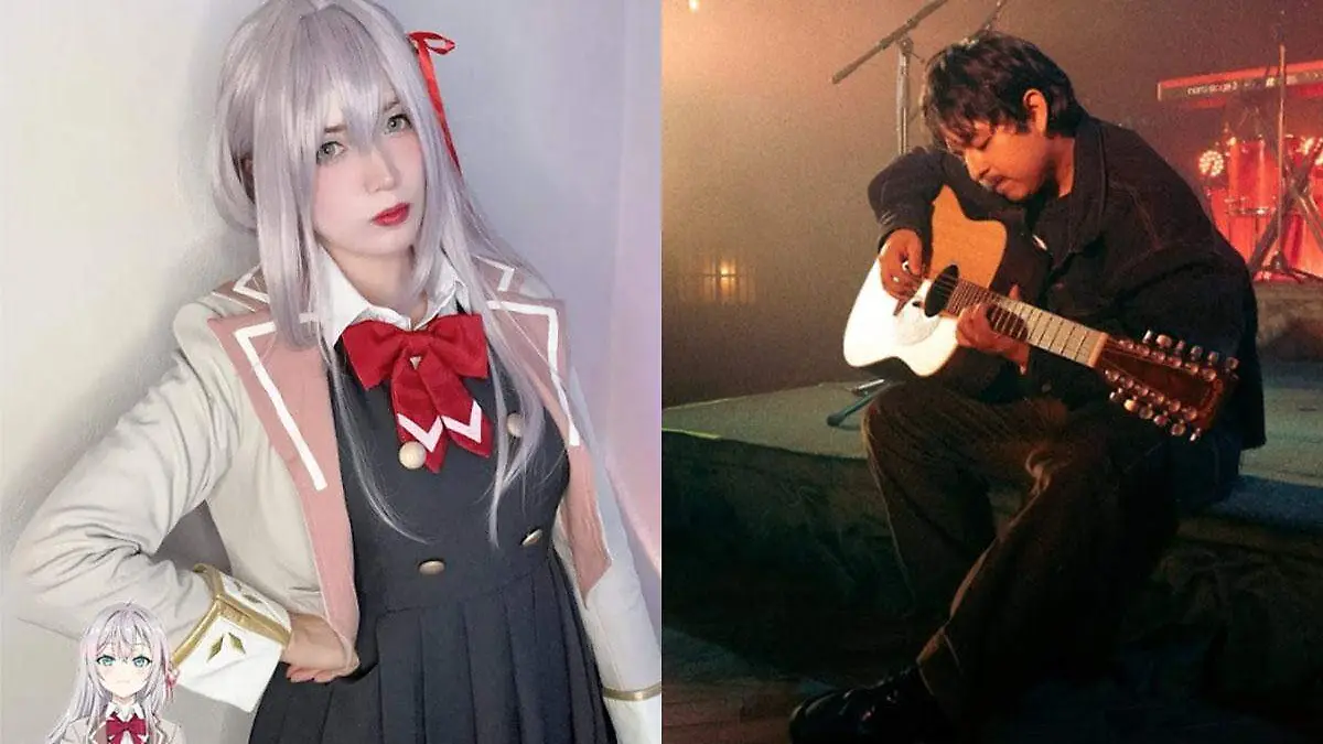 Macario Martínez y la cosplayer Hato Joestar