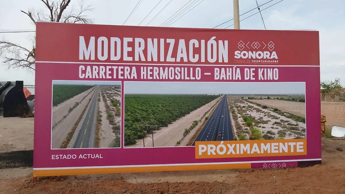 modernización de la carretera Bahía de Kino