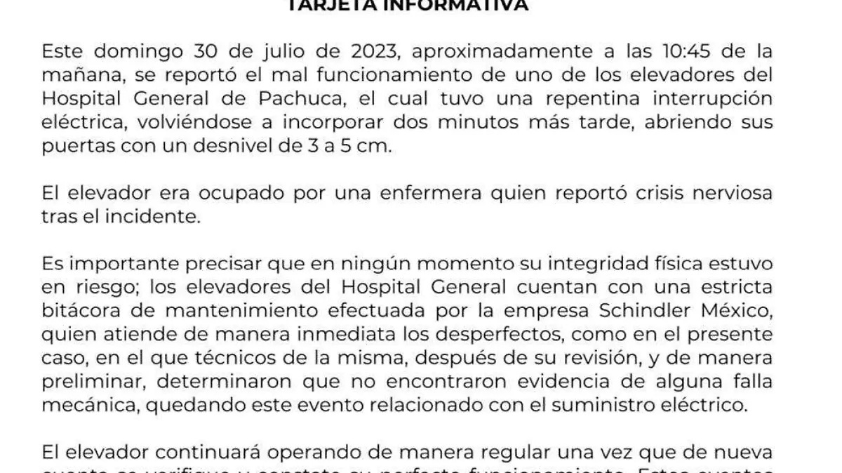 Comunicado de la Secretaría de Salud Hidalgo