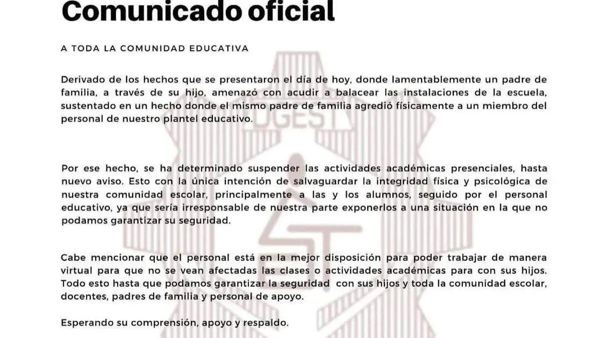 comunicado escuela