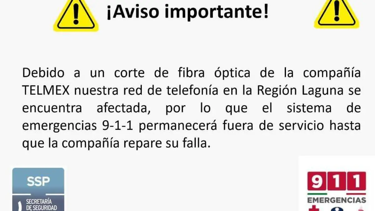 Aviso número de emergencia