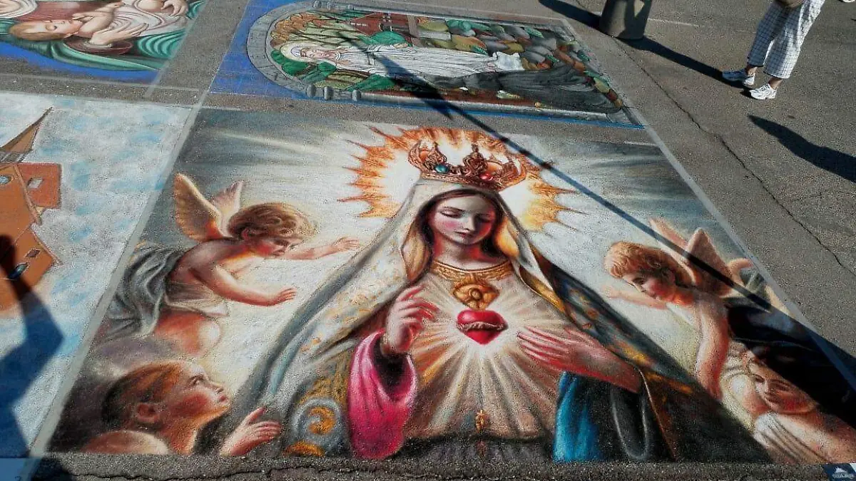 La Virgen de Fátima, obra de madonnari Italia