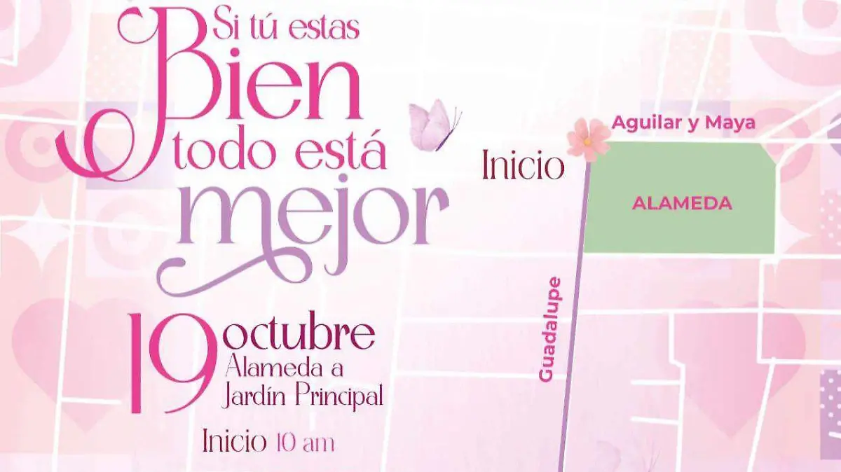 Mapa del recorrido del desfile conmemorativo en la lucha contra el cáncer de mama