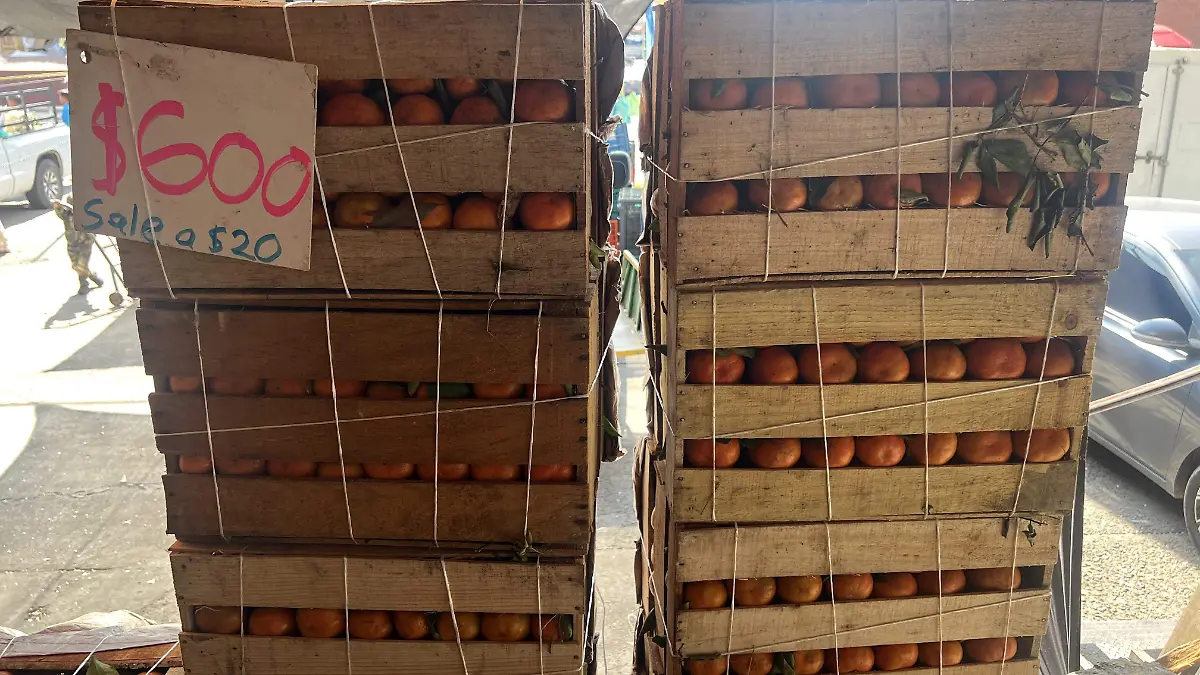 Cajas de mandarina nacional, se venden hasta en 600 pesos y contienen de 28 a 30 kilos cada una