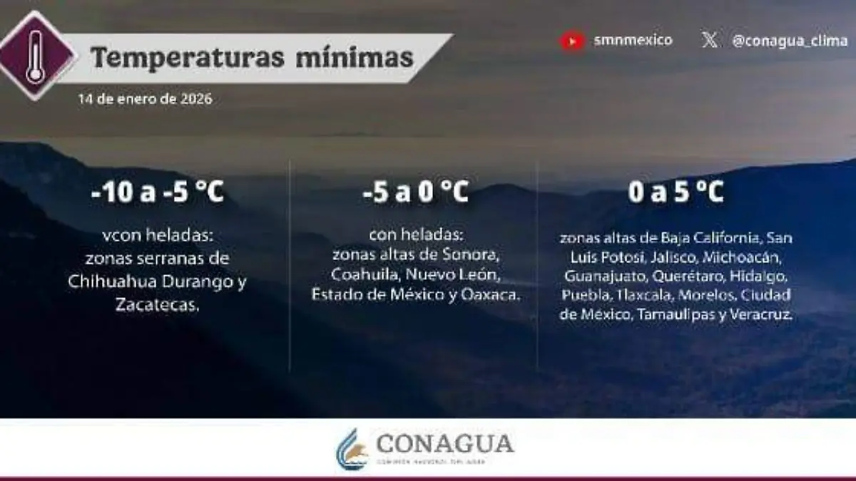 La CONAGUA pronostica heladas en diferente zonas serranas del país