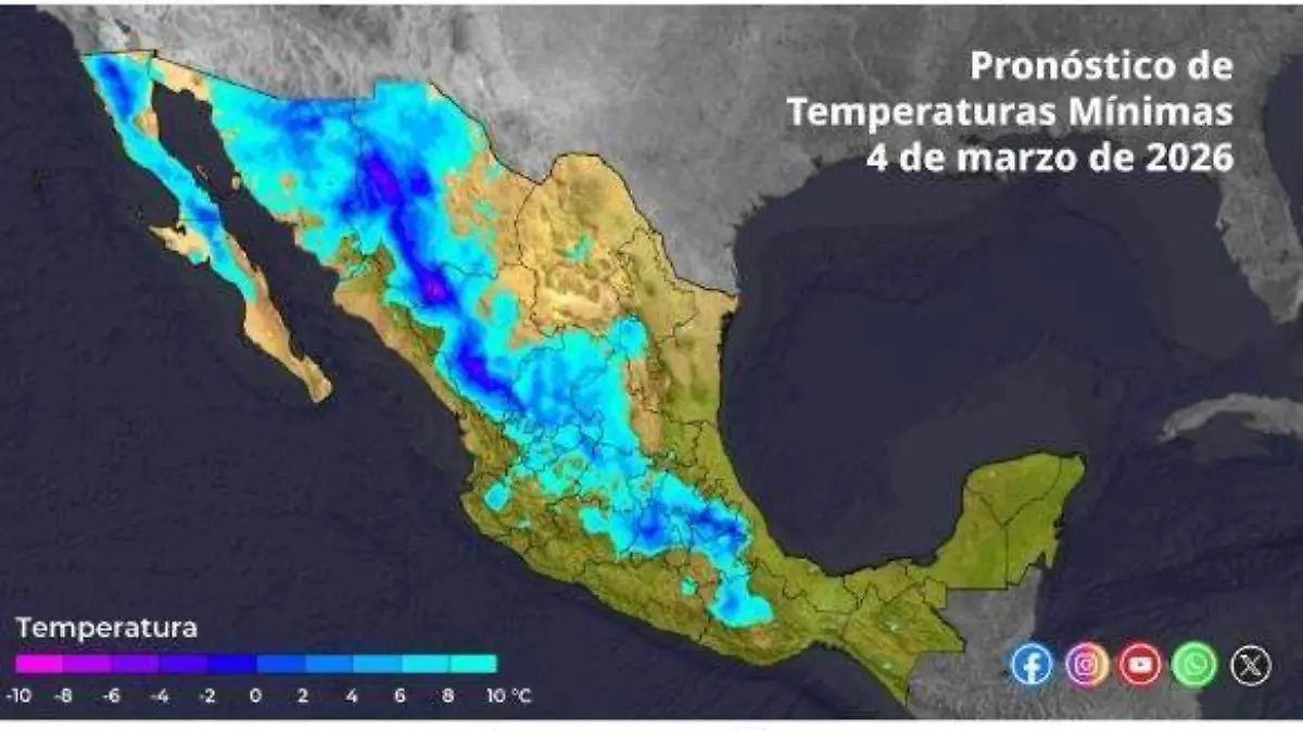 Se podrán presentar temperaturas de los 0 a 5 grados centígrados en el Estado 