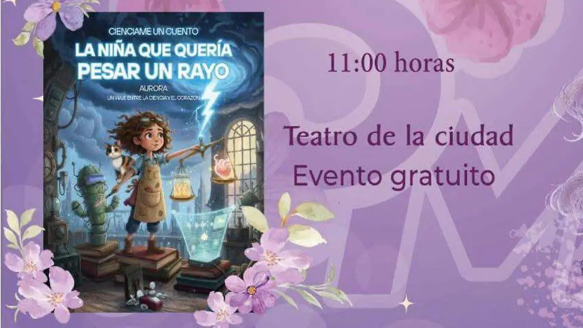 El lunes 9 de marzo a las 11:00 horas, se llevará a cabo la presentación de la obra de teatro “Ciénciame un cuento: La niña que quería pesar un rayo”