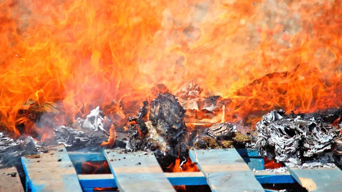Destrucción quema de drogas