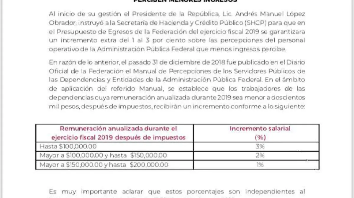 Comunicado Gobierno Federal
