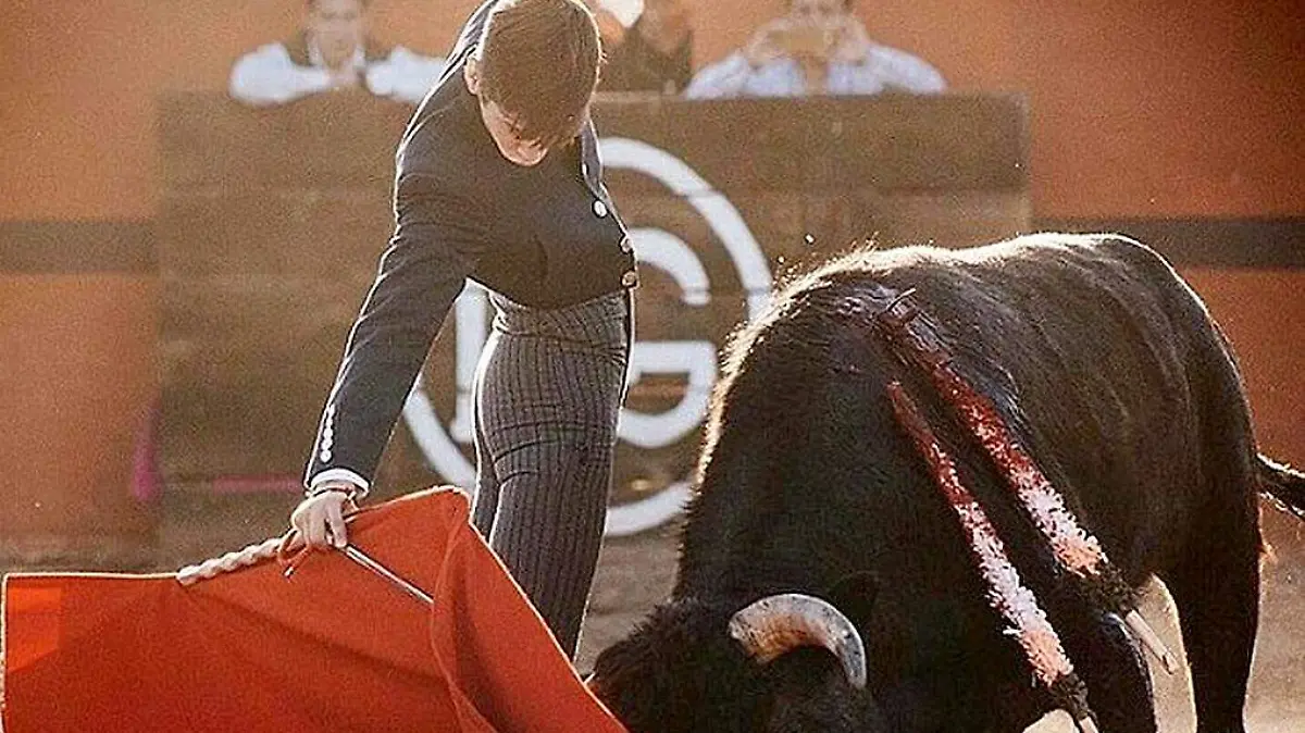 Novillero Arturo Gilio haciendo la faena a un toro