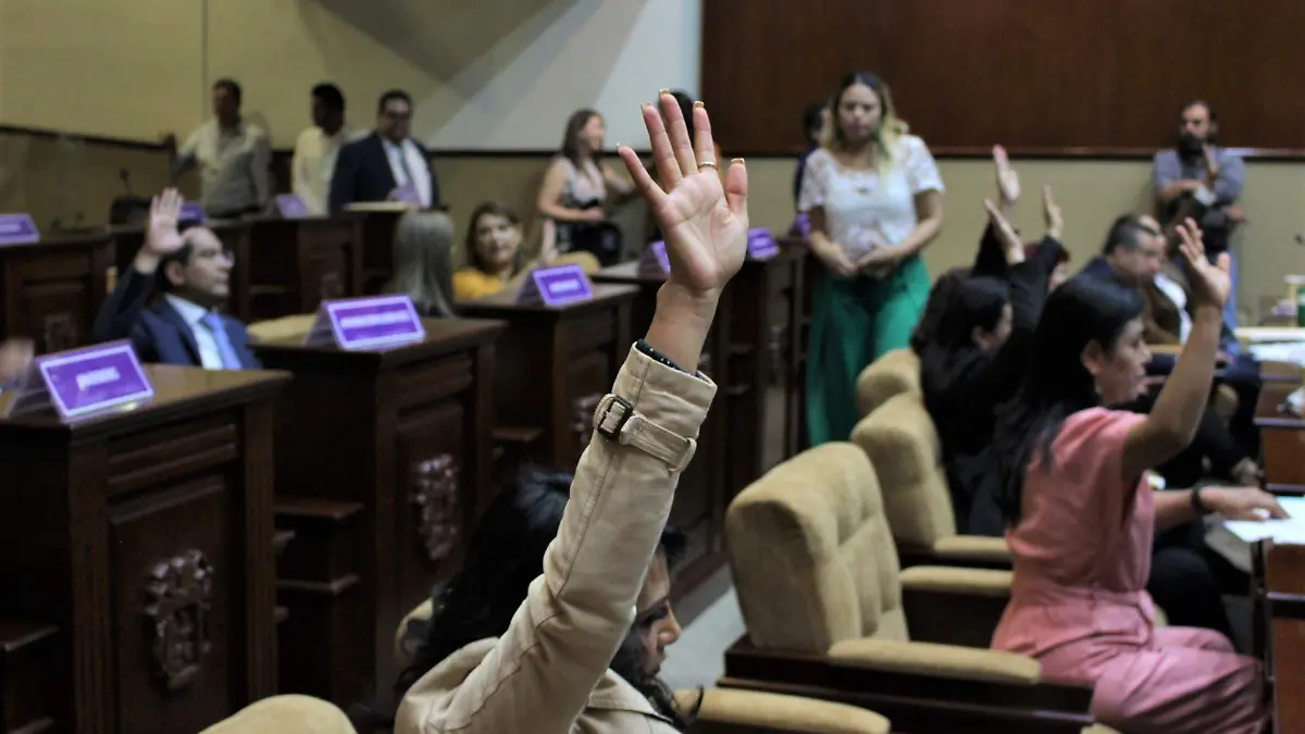 Diputados votando en el Congreso del Estado