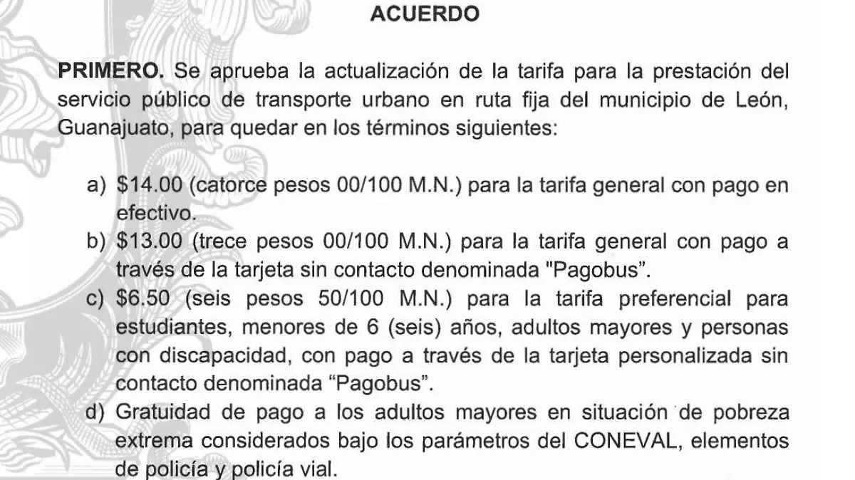 Aumento tarifa transporte León