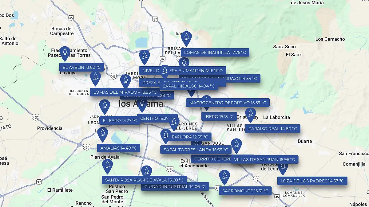 Estaciones de monitoreo del Sistema de Agua Potable y Alcantarillado de León