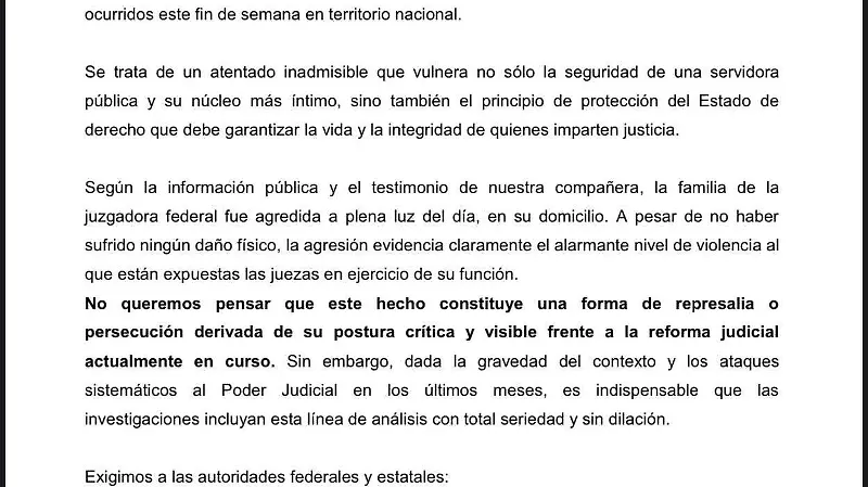 Asociación Mexicana de Juzgadoras - Comunicado