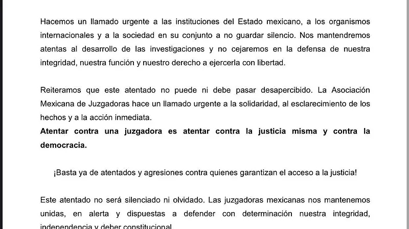 Asociación Mexicana de Juzgadoras - Comunicado