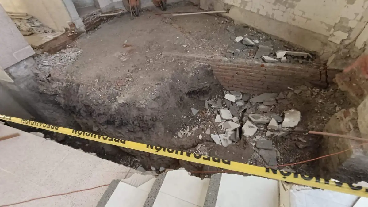 Aquí comenzó a hundirse el piso.