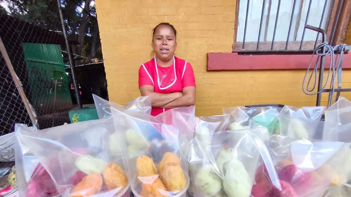 María vende tunas cada día en Guanajuato para sacar adelante a su familia