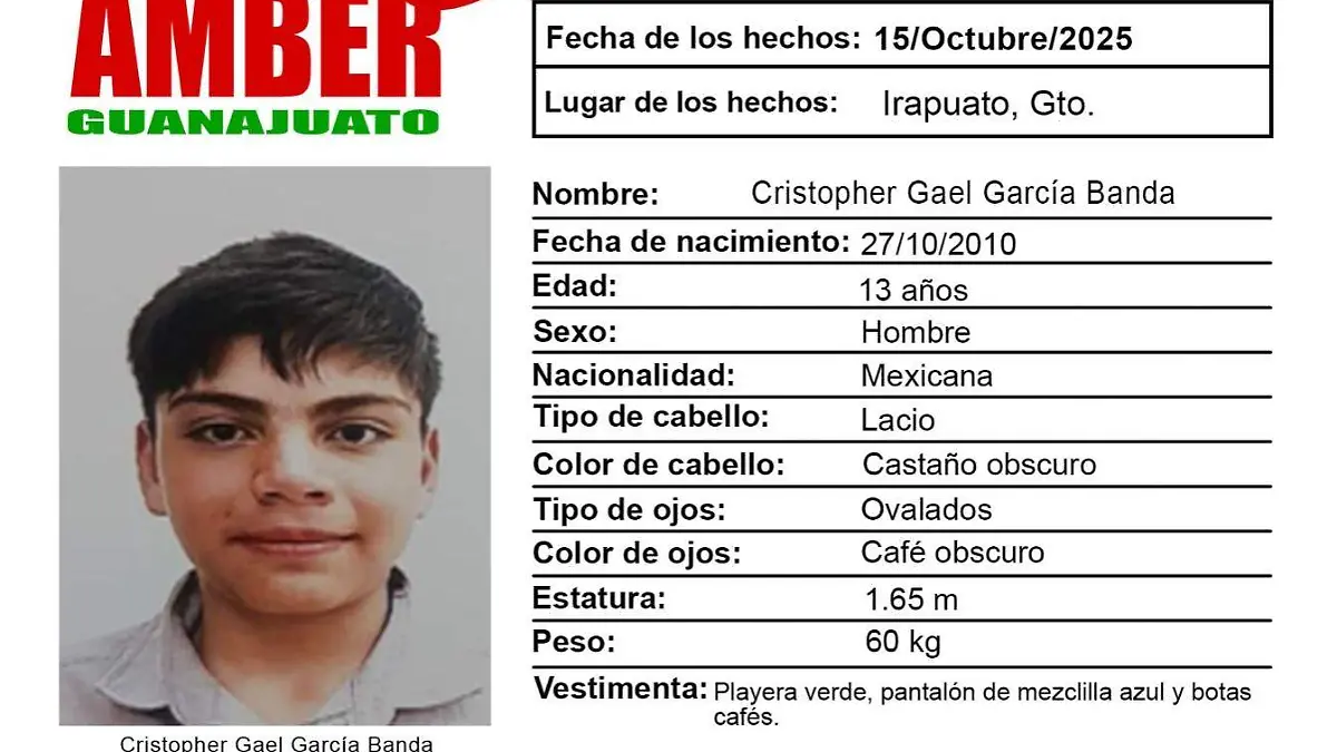 Alerta Amber - Cristopher Gael García Banda 