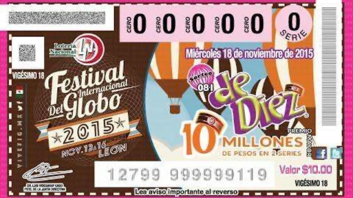 Billete conmemorativo del Festival Internacional del Globo