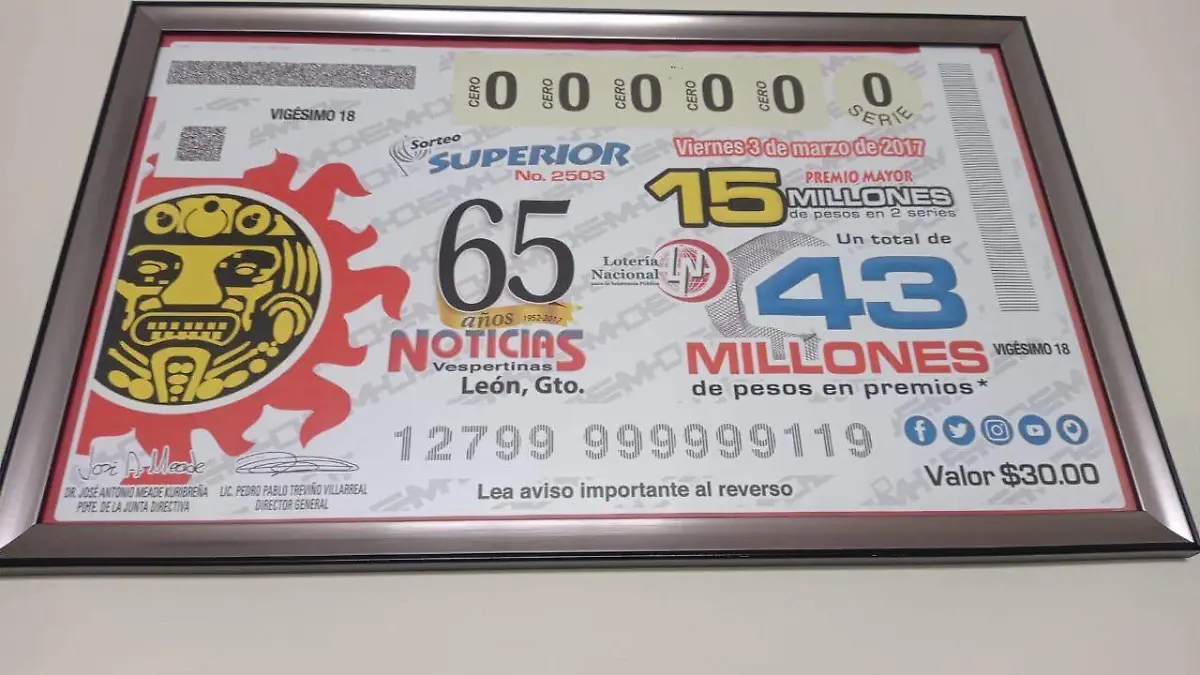 Billete por los 65 años de Noticias Vespertinas