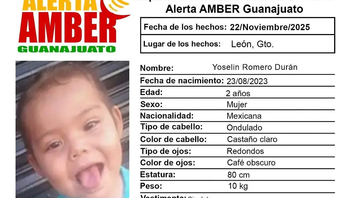 Yoselin Romero Durán de 2 años