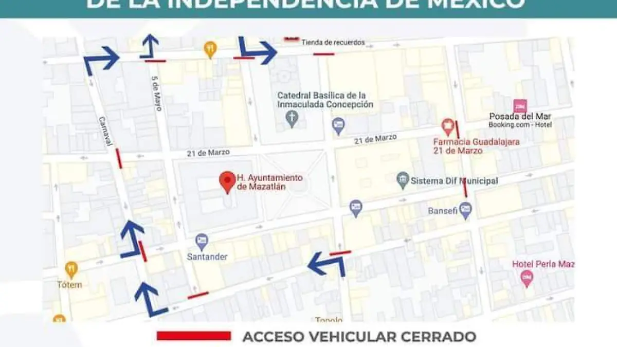Cierran calles del Centro por el Grito de Independencia 