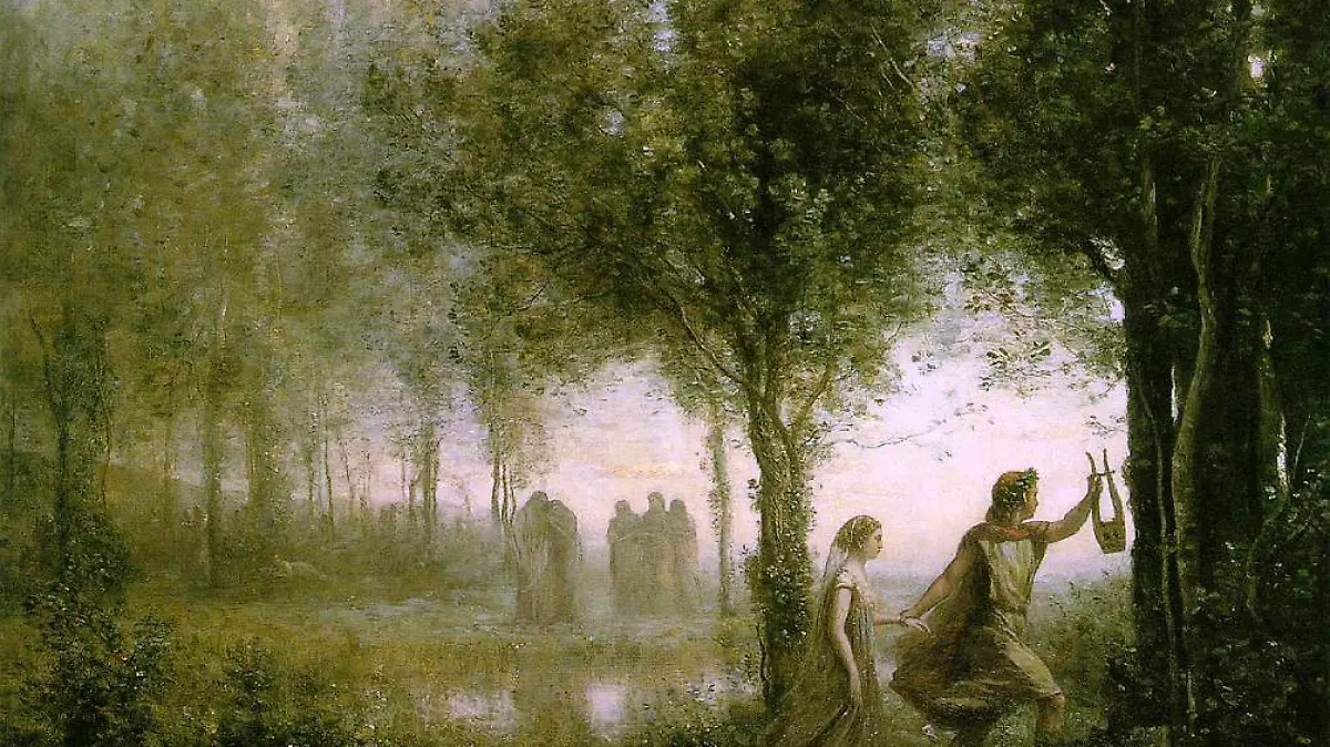 Orfeo saliendo con Eurídice del inframundo