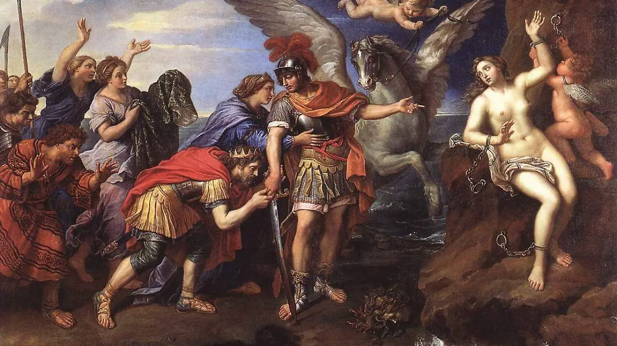 Cefeo y Casiopea agradecen a Perseo el rescate de Andrómeda