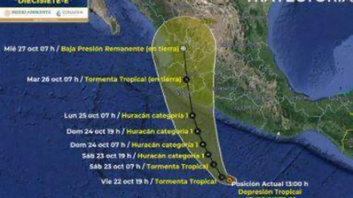Depresión tropical Diecisiete-E se forma en Guerrero