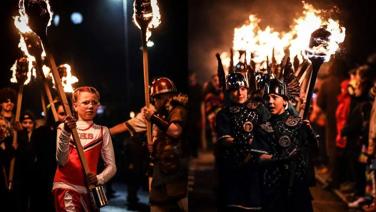 Rompiendo barreras mujeres y niñas participan por primera vez en festival vikingo de Escocia