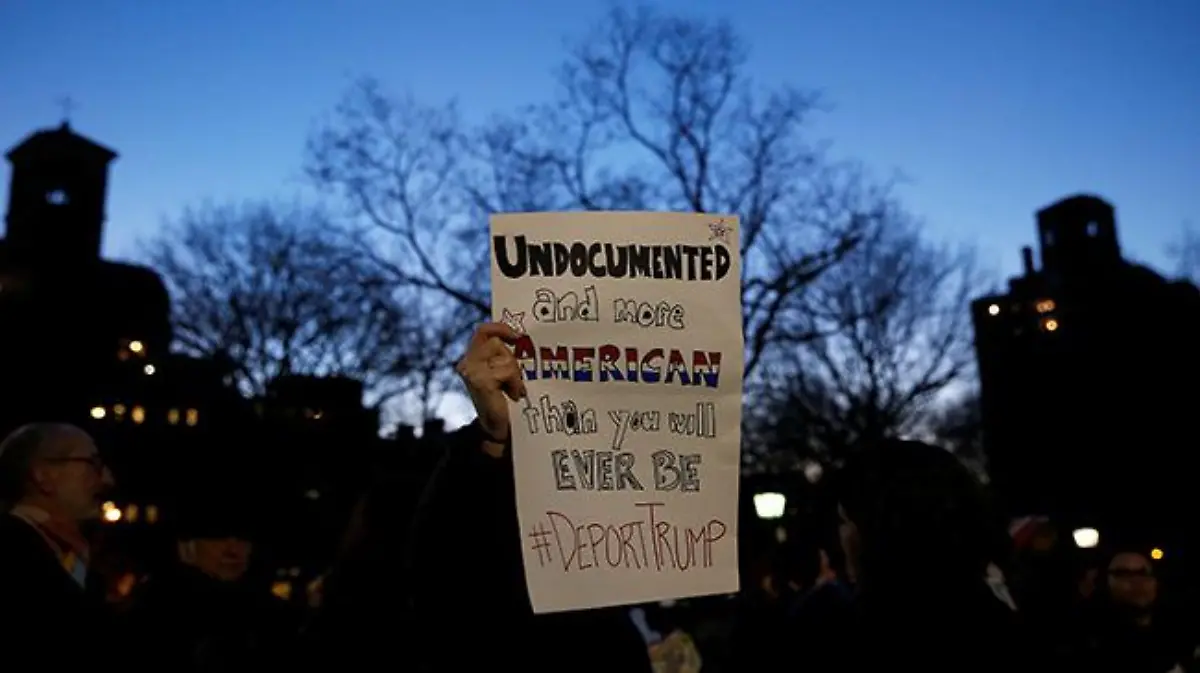 Demonstrators gather at Washington Square Park to protest against U.S