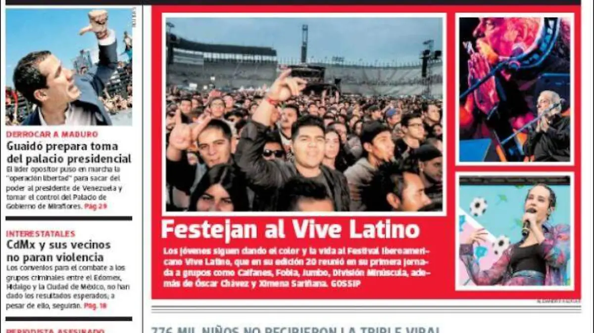 Portada el Sol de México Vacunas Sarampión Marzo 2019
