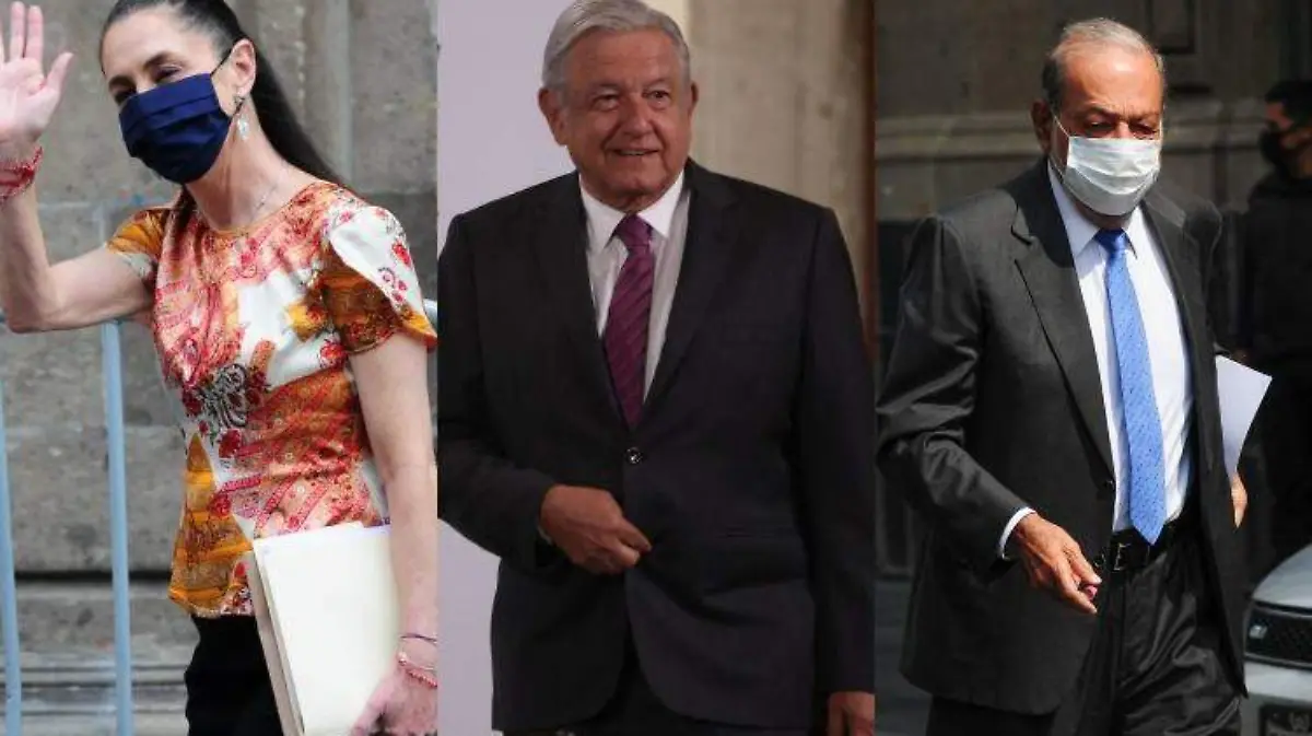 AMLO, Sheinbaum y Slim