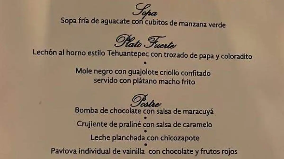 Menú boda Elba Esther
