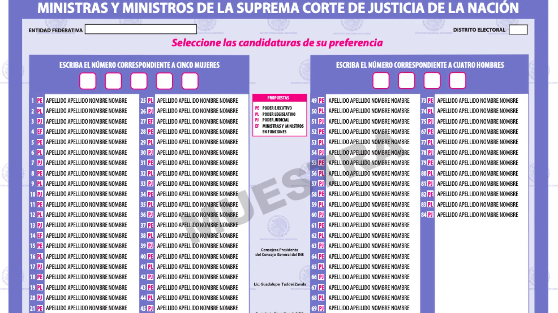 Boleta elección de integrantes SCJN