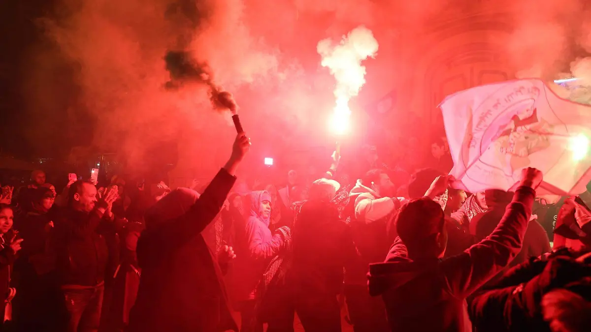 Celebración cese al fuego Gaza