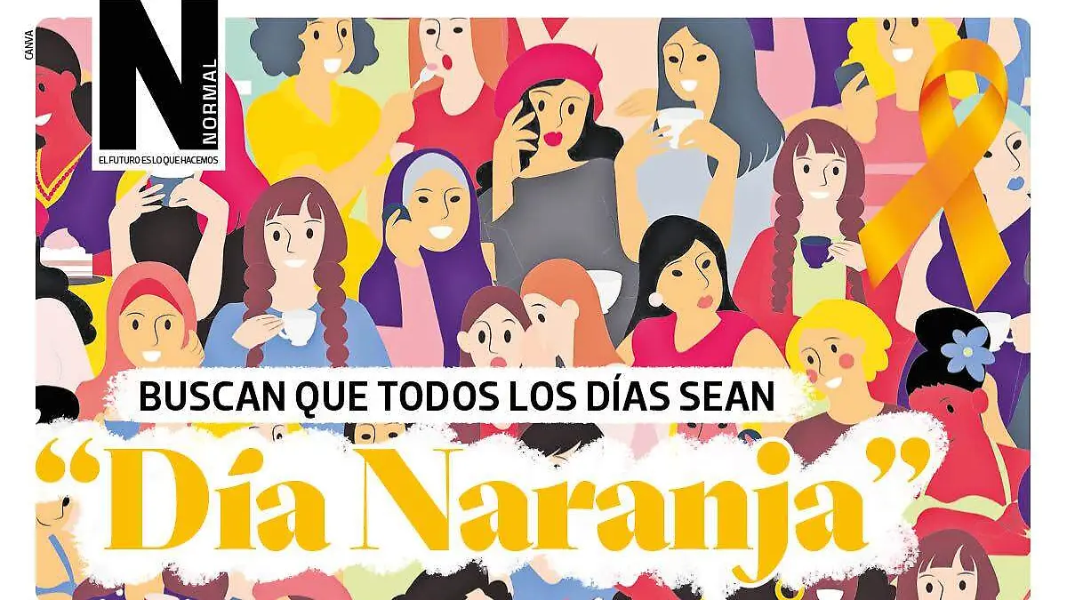 Día Naranja ilustración Grupos de mujeres participando en una marcha contra la violencia de género