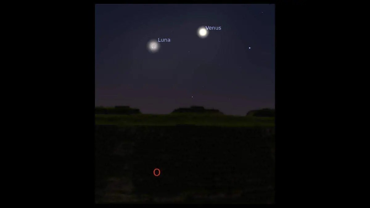 Conjunción Luna Venus, el 1 de marzo 2025. | Gráfico: Stellarium