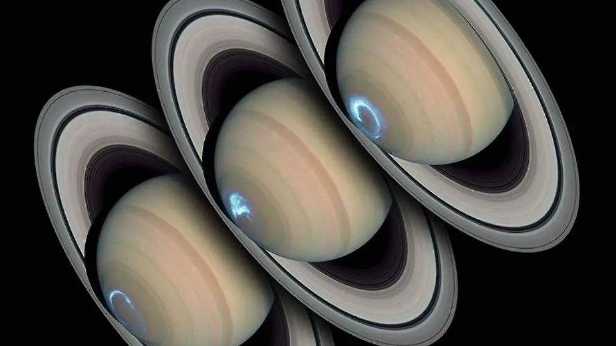 Auroras en Saturno (montaje)