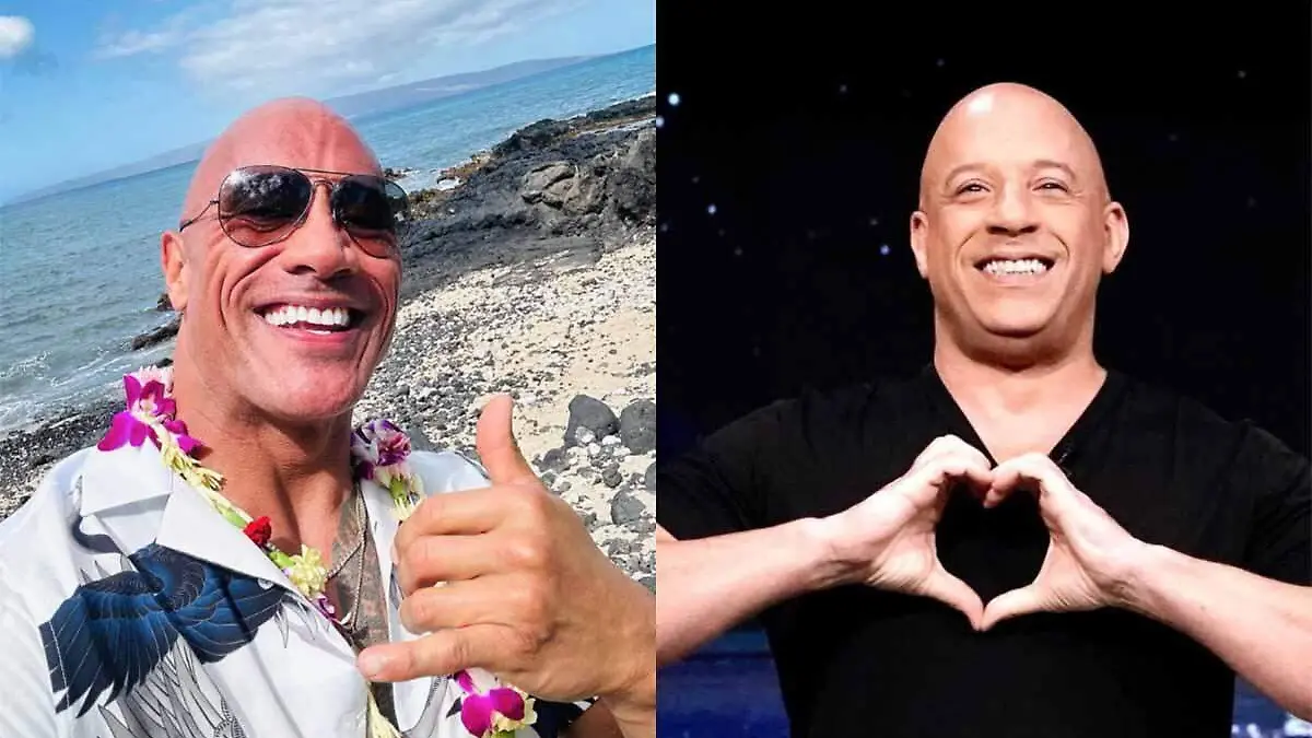 Collage La Roca y Vin Diesel